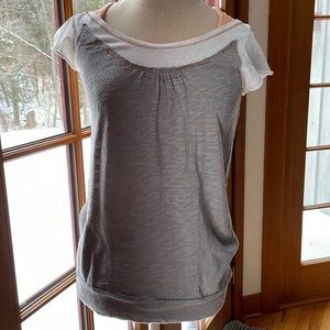 Free People Hooded Short Sleeve Tee, M